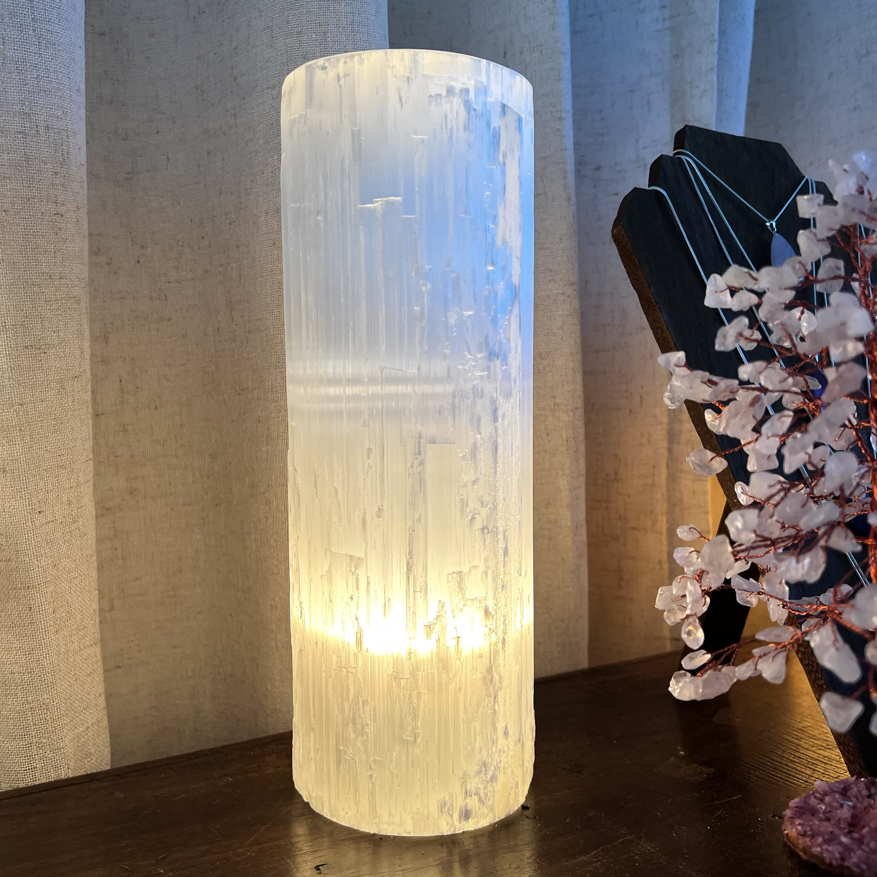 Selenite Crystal Table Lamp, Large Unique Crystal Tower, Available In Three Sizes Selenite Crystal Table Lamp, Large Unique Crystal Tower, Available In Three Sizes