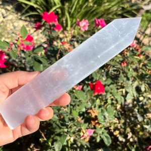 Flashy Satin Spar Selenite Charging Plate Point Tower ~ Polished Natural Stone Crystal ~ Selenite Wand