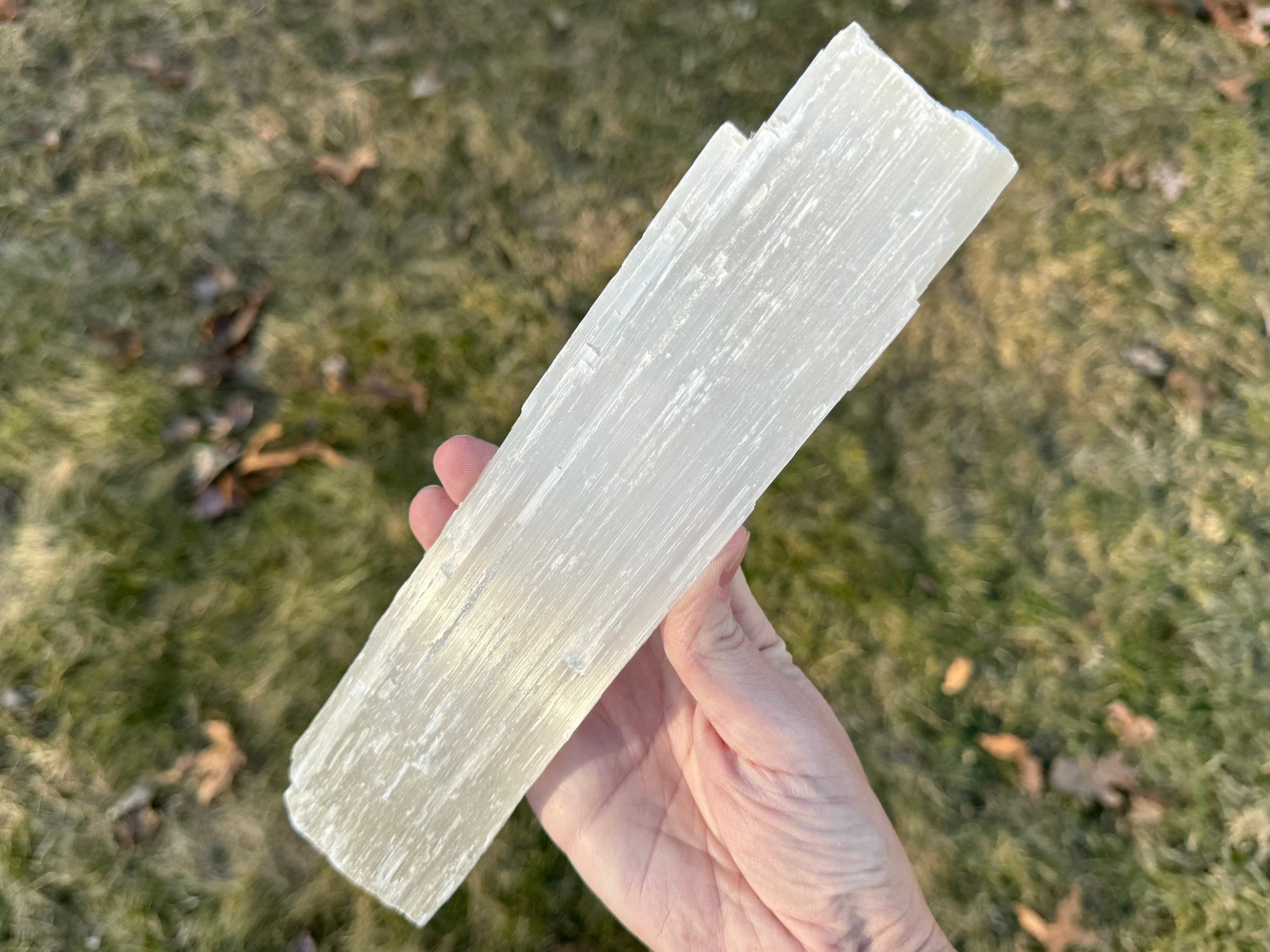 Large 9.2" Selenite Stick: Moroccan Satin Spar Crystal Charging, Cleansing Stone #4