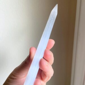 Selenite Massage Wand, Cleansing Healing Crystal, Intuitively Chosen, Crown Chakra, 5.75"