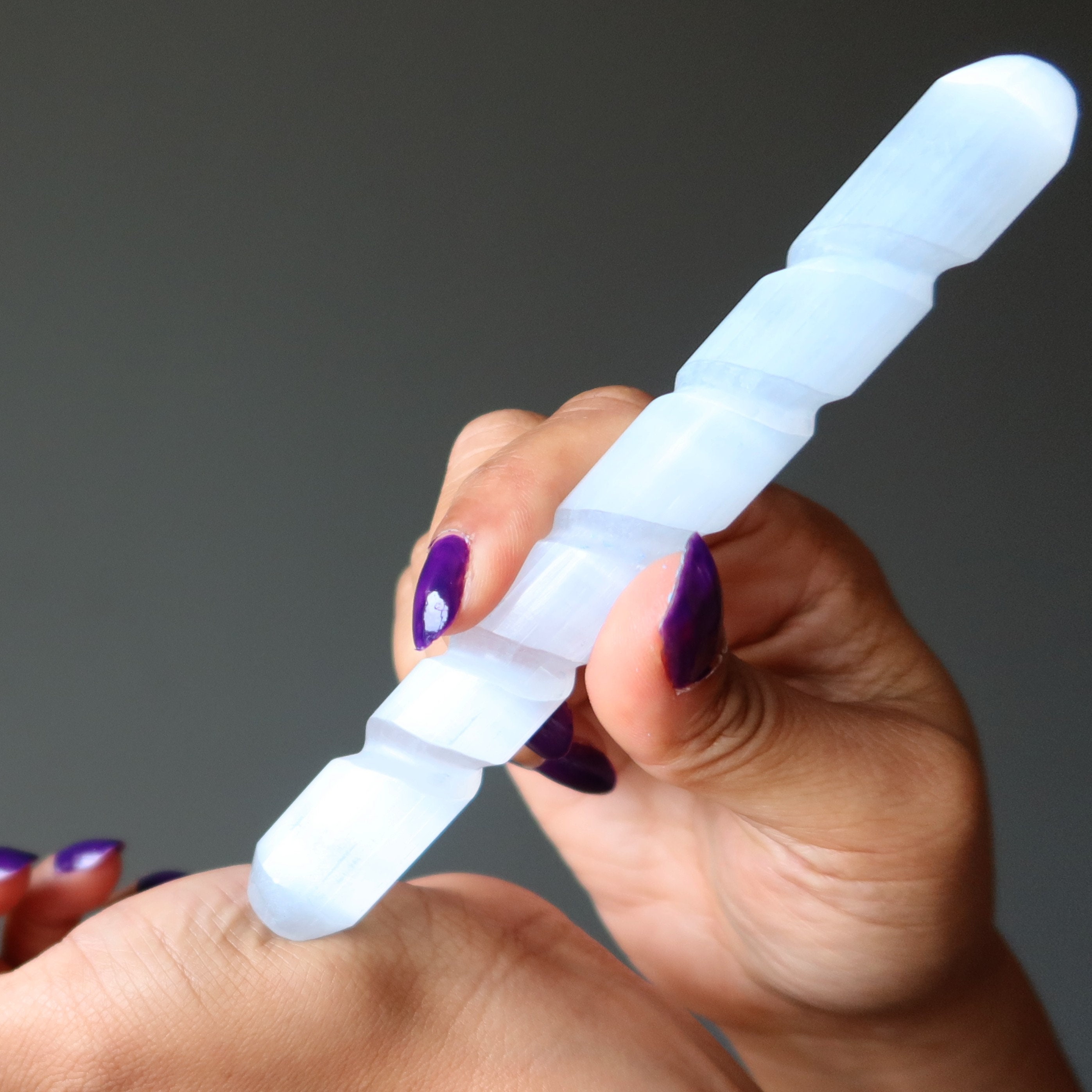 Selenite Massage Wand White Carved Cleanser Crystal Selenite Massage Wand White Carved Cleanser Crystal