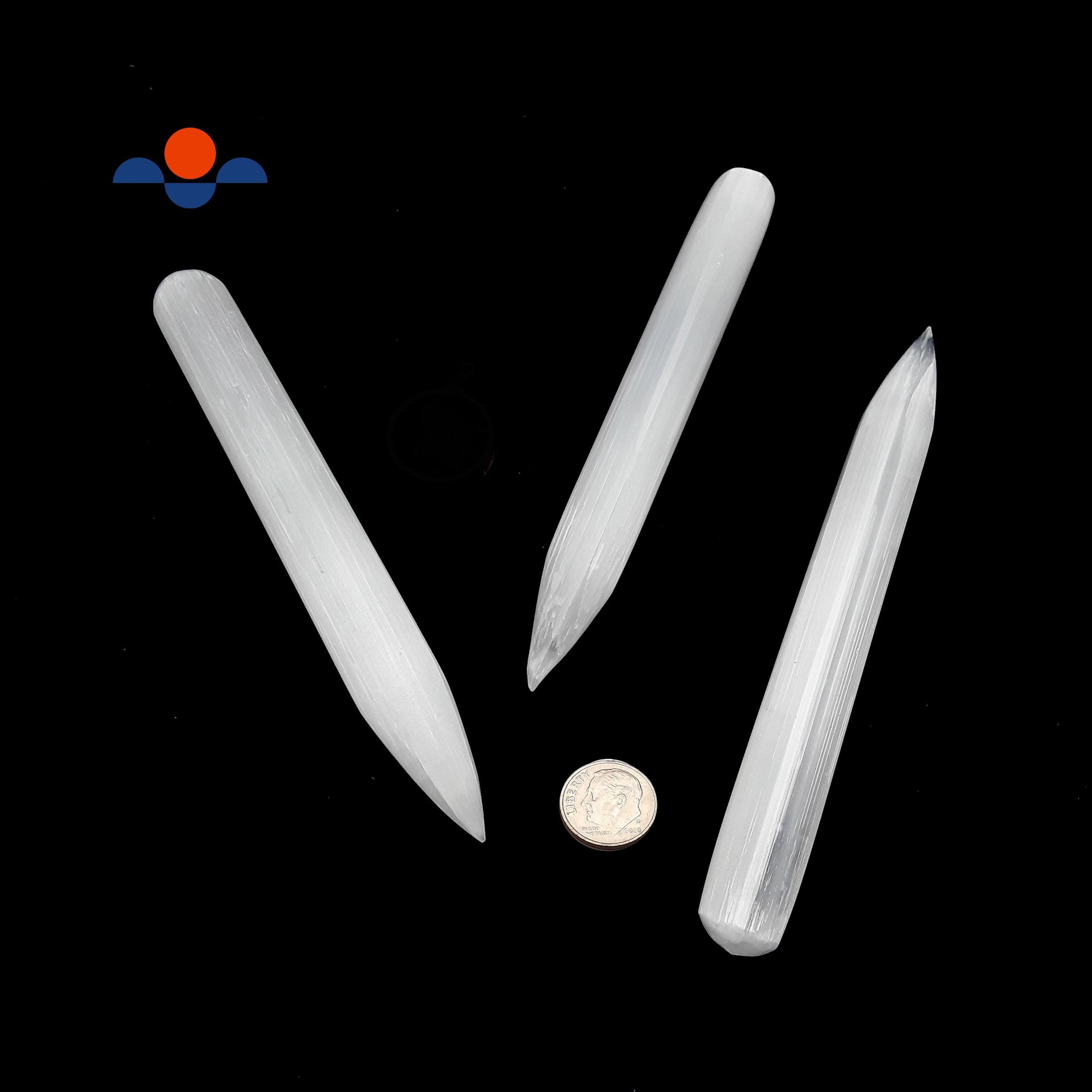 Natural Selenite Crystal Pointed Wand Palm Stone 6" Inches Sold Per Piece Natural Selenite Crystal Pointed Wand Palm Stone 6" Inches Sold Per Piece