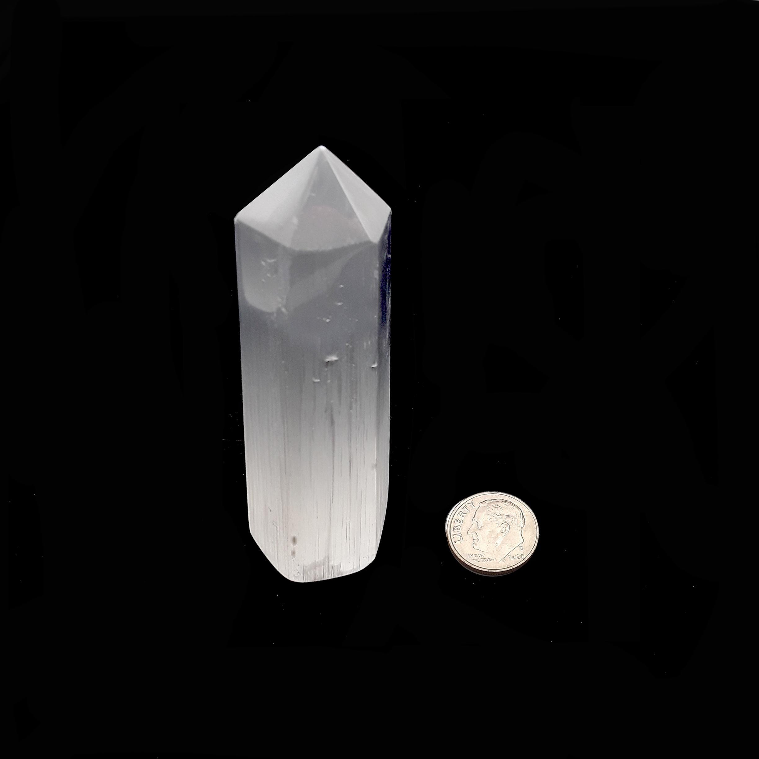 Natural Selenite Crystal Obelisk Tower Terminated Point Approx 4" Inches Natural Selenite Crystal Obelisk Tower Terminated Point Approx 4" Inches