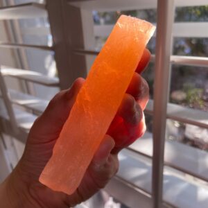 Peach Selenite Wand, Raw Healing Crystal, Crown Chakra, Intuitively Chosen, 3.5" - 4"