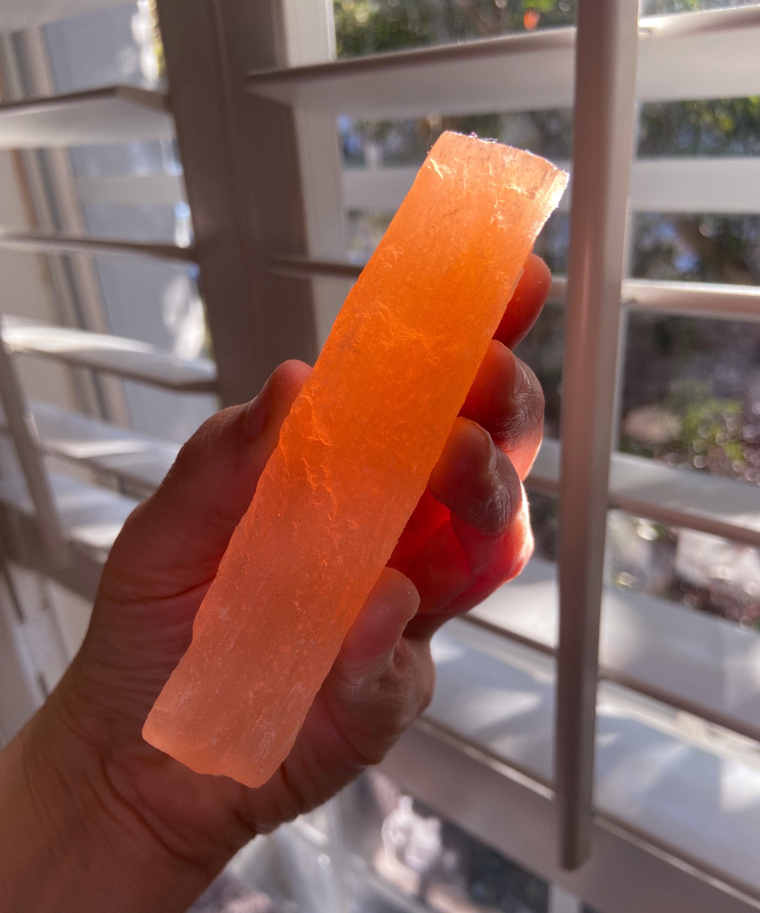 Peach Selenite Wand, Raw Healing Crystal, Crown Chakra, Intuitively Chosen, 3.5" - 4"