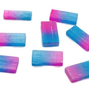 Rainbow Aura Selenite Wand Stone - Aura Selenite Stick - Loose Gemstone - Natural Selenite Tower – 4cm - Ra1164