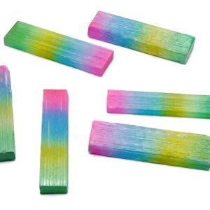Rainbow Aura Selenite Wand Stone - Aura Selenite Stick - Loose Gemstone - Natural Selenite Tower – 8cm - Ra1166