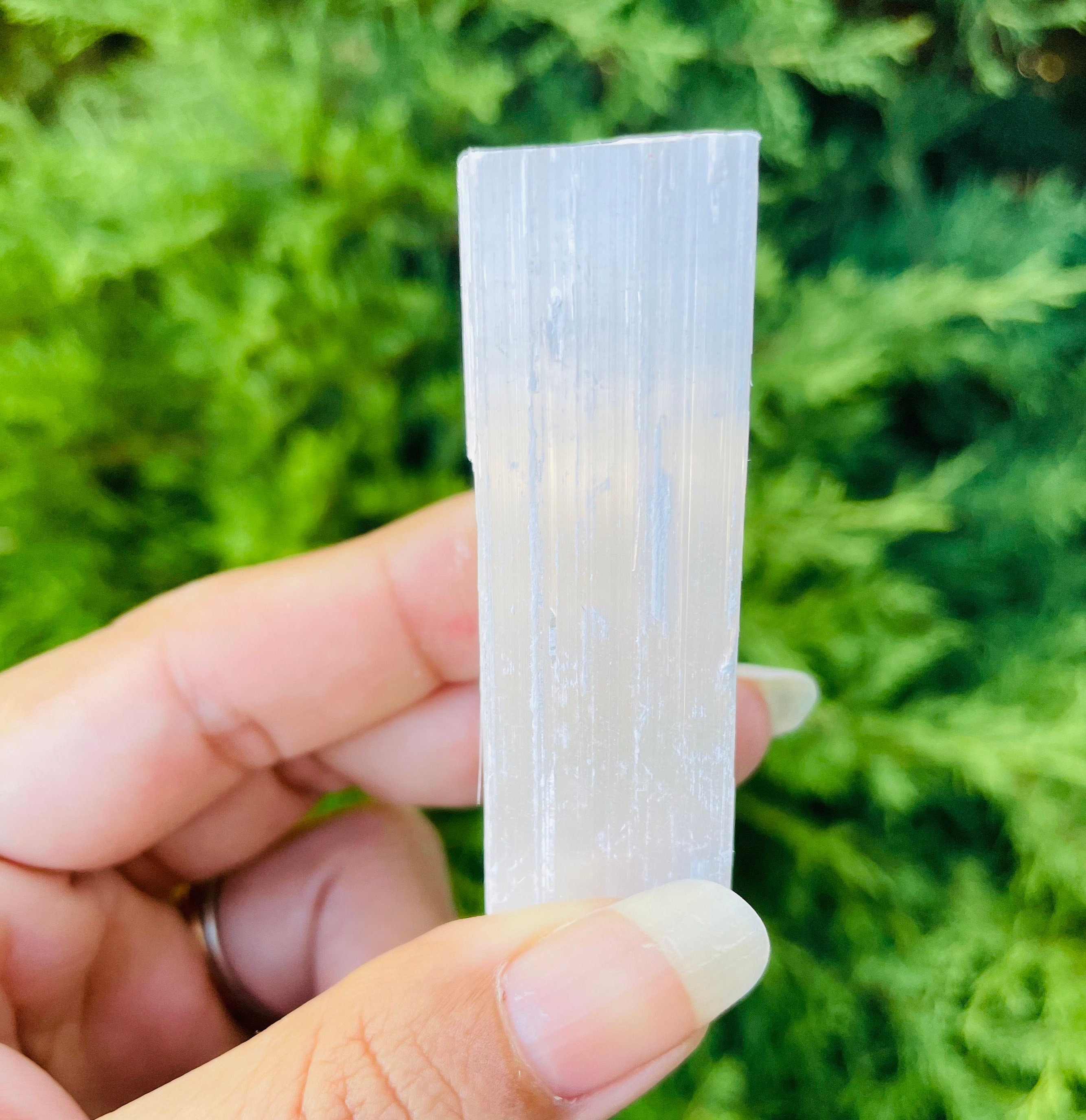 Raw Selenite Crystal Wand: White Satin Spar Stone (2-2.25")