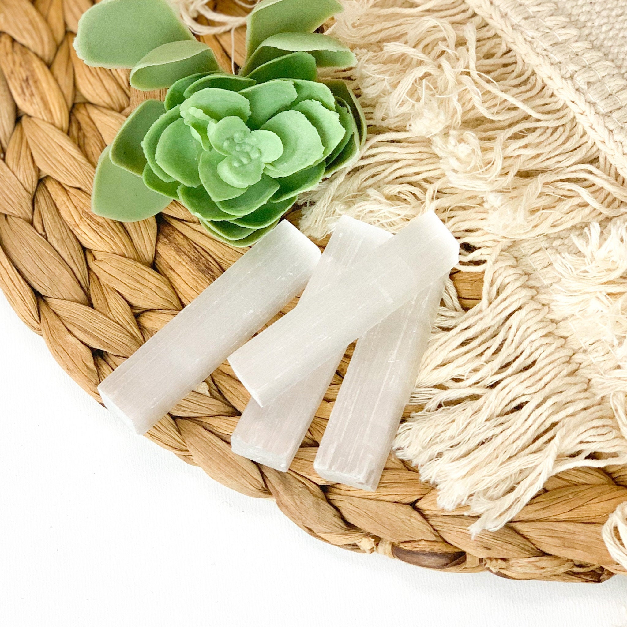 Set Of 4 Small Selenite Sticks For Energy Cleansing And Healing