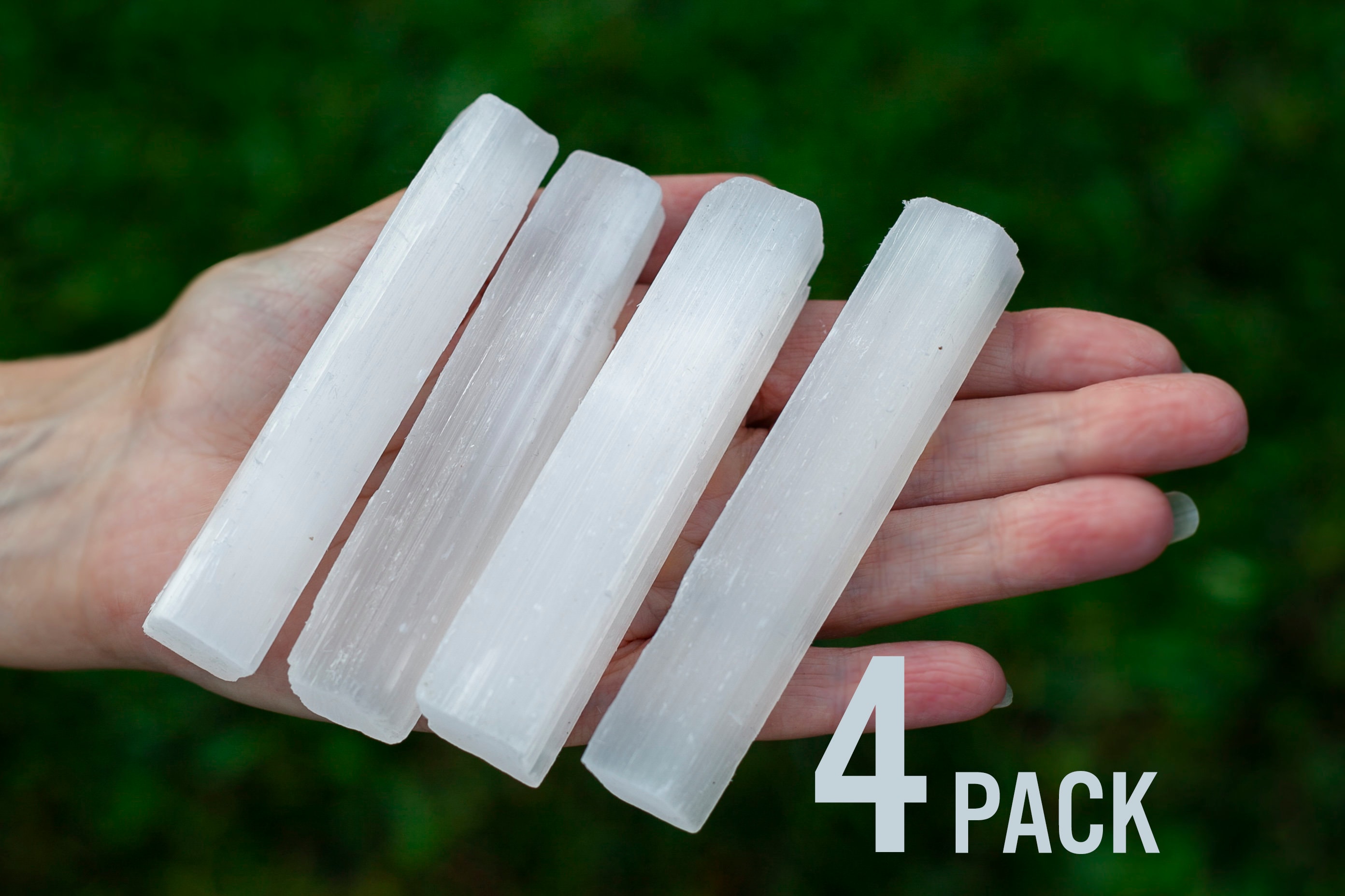 4 Pack | Selenite Sticks, Bulk Raw White Selenite Wands, 4" Selenite Rods, Small Selenite Sticks For Crystal Cleansing, Crystal Charging