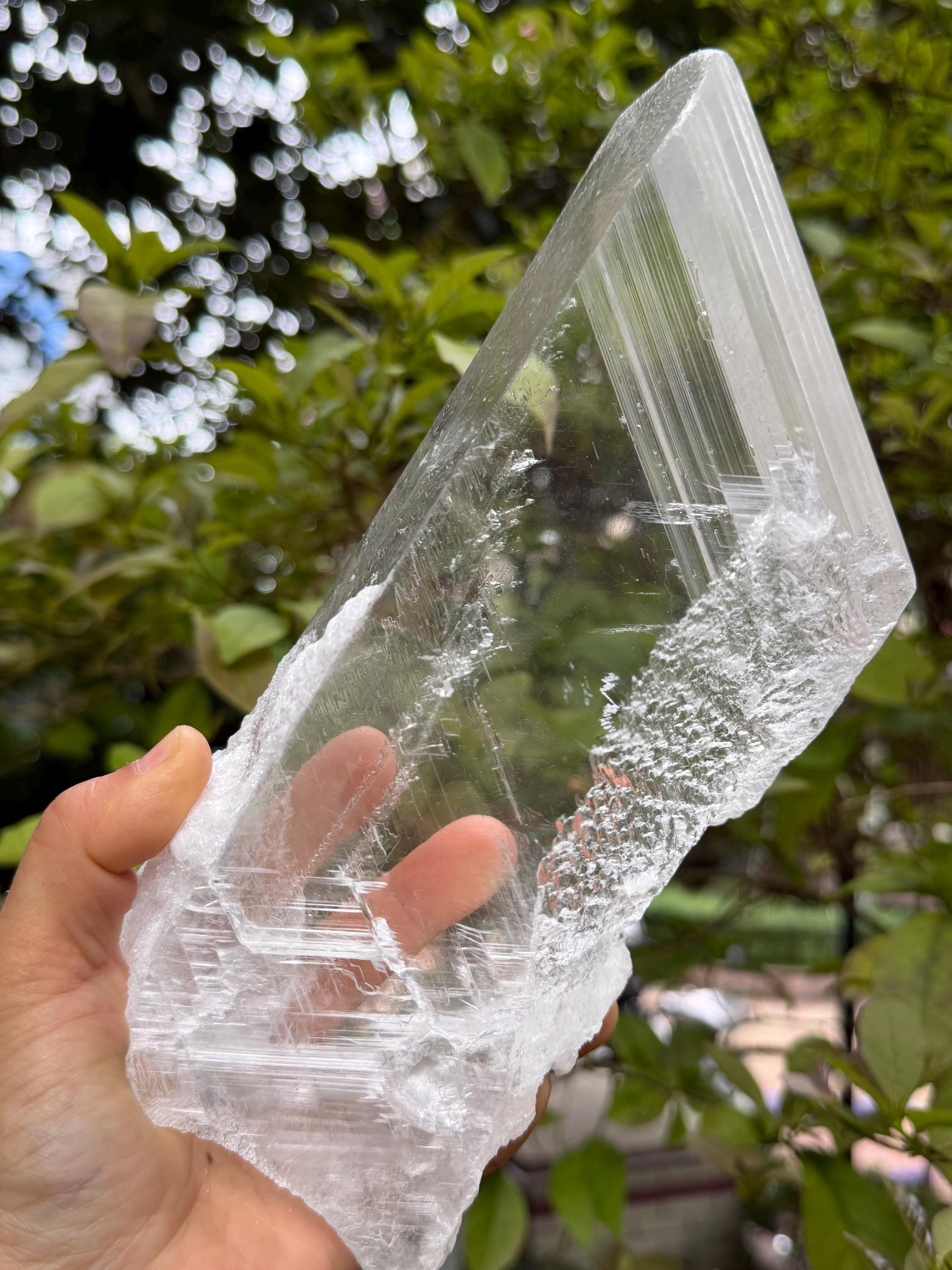 Clear Selenite Crystal Gypsum/white Raw Selenite Crystal/crystal Grid/special Gift/meditation Stone/gift For Her/reiki-1613 G