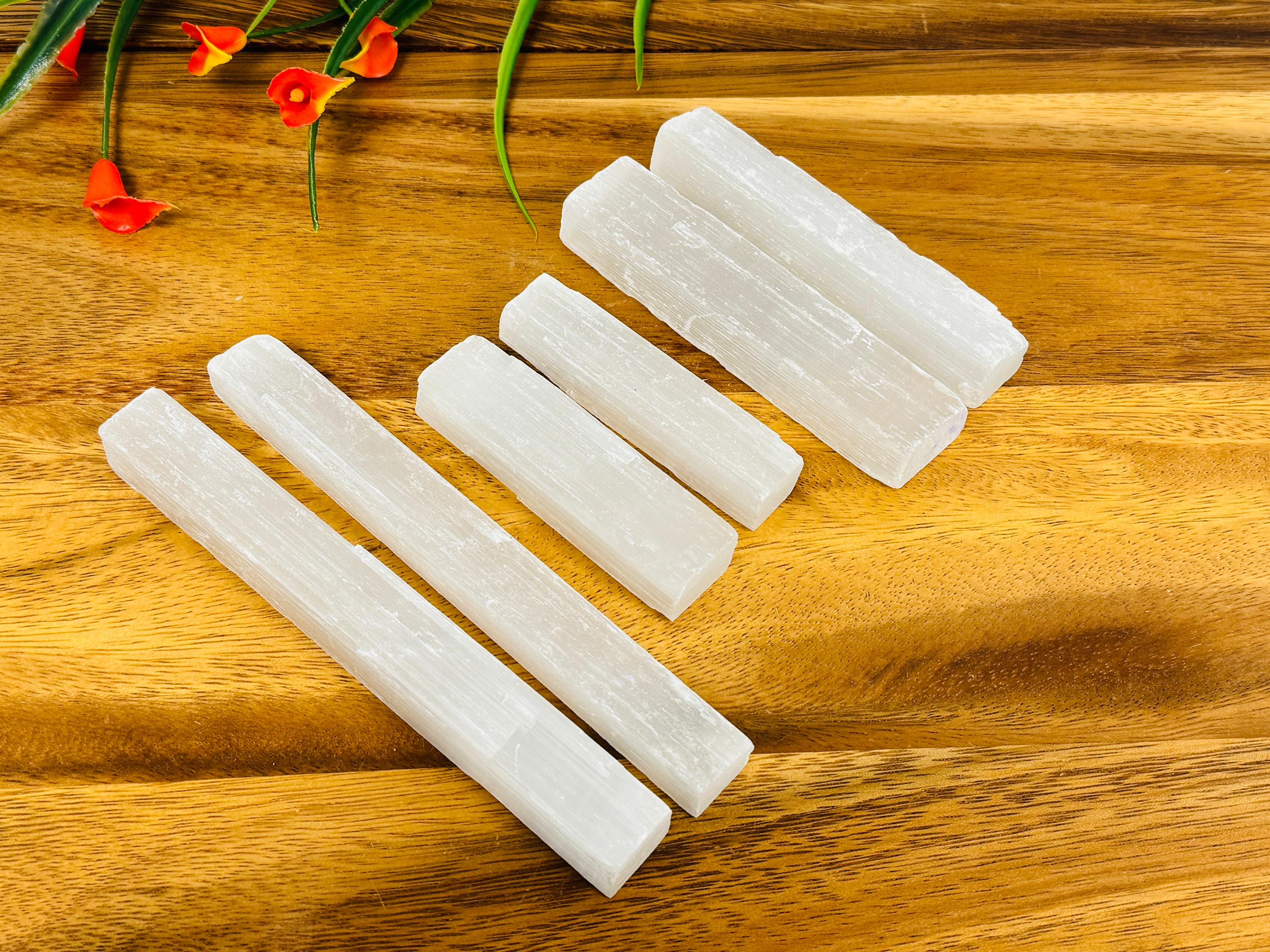 Raw Selenite Crystal Logs, Sticks For Charging And Cleansing, Healing Crystals