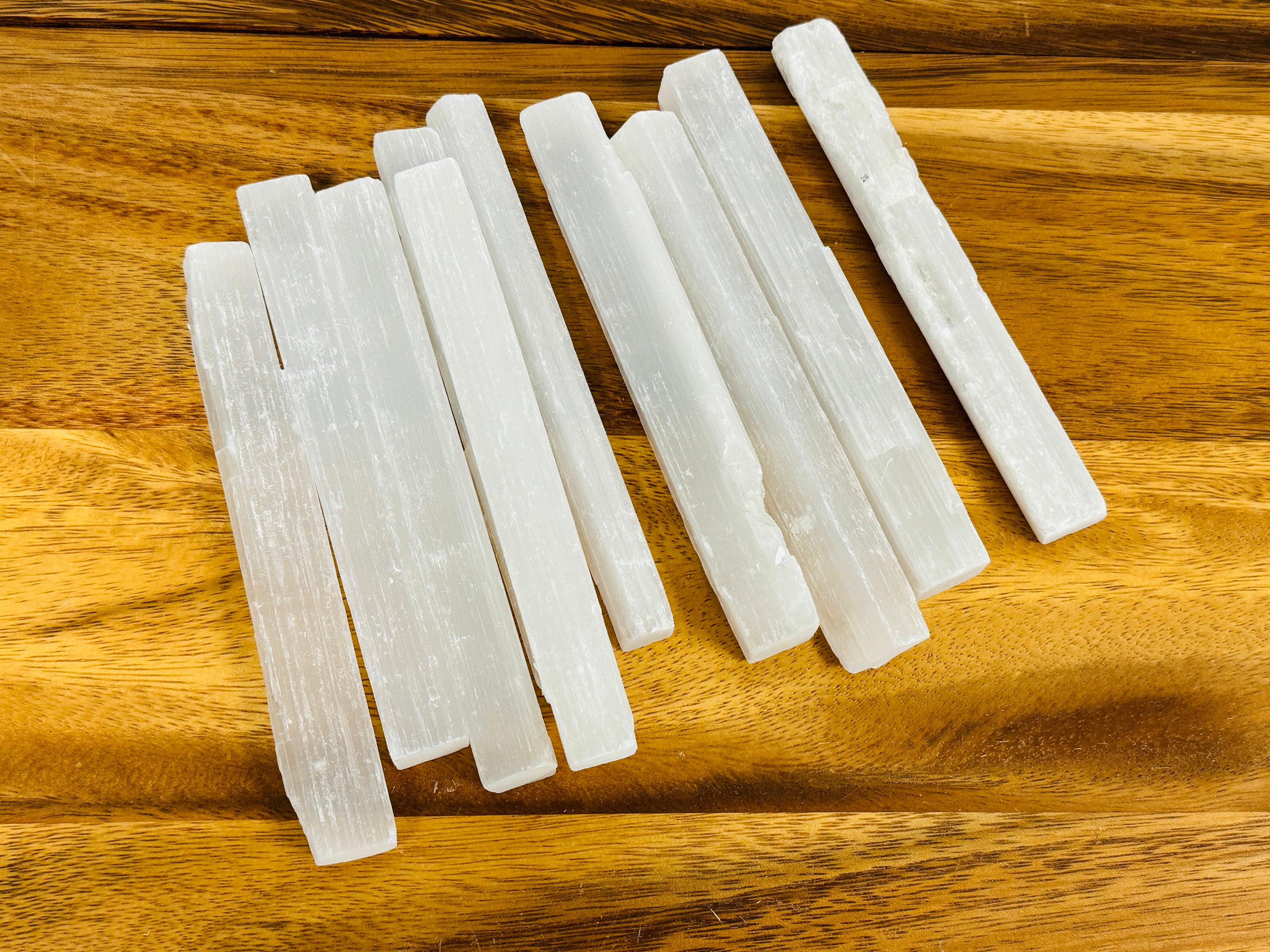 Raw Selenite Crystal Logs, Sticks For Charging & Cleansing, 6" Inches, Buy In Bulk