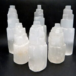 Selenite Raw Crystal Tower - Cut Base Charging Cleansing Stone Selenite Raw Crystal Tower - Cut Base Charging Cleansing Stone