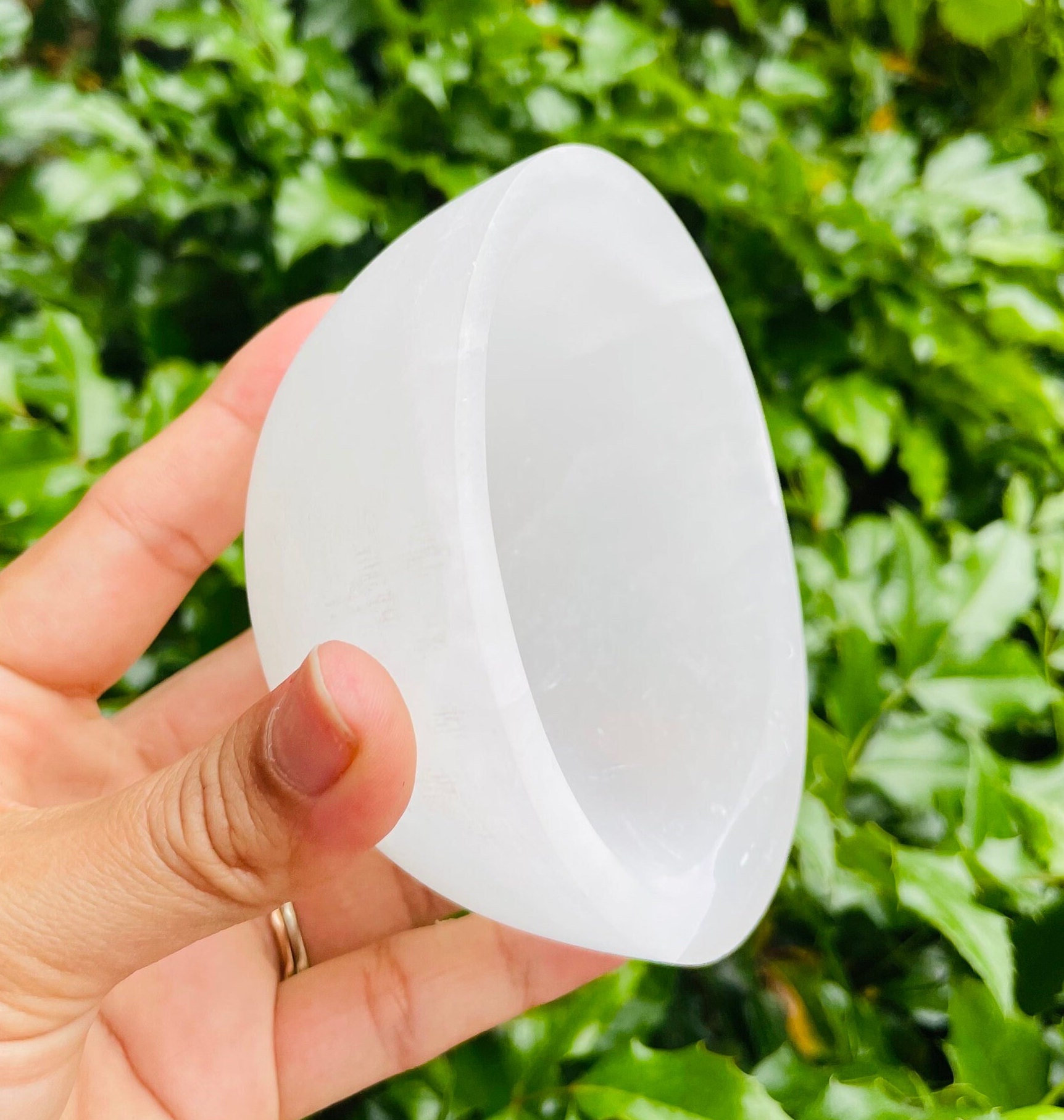 Large Selenite Crystal Bowl: Carved Satin Spar, Raw Crystal (480g)