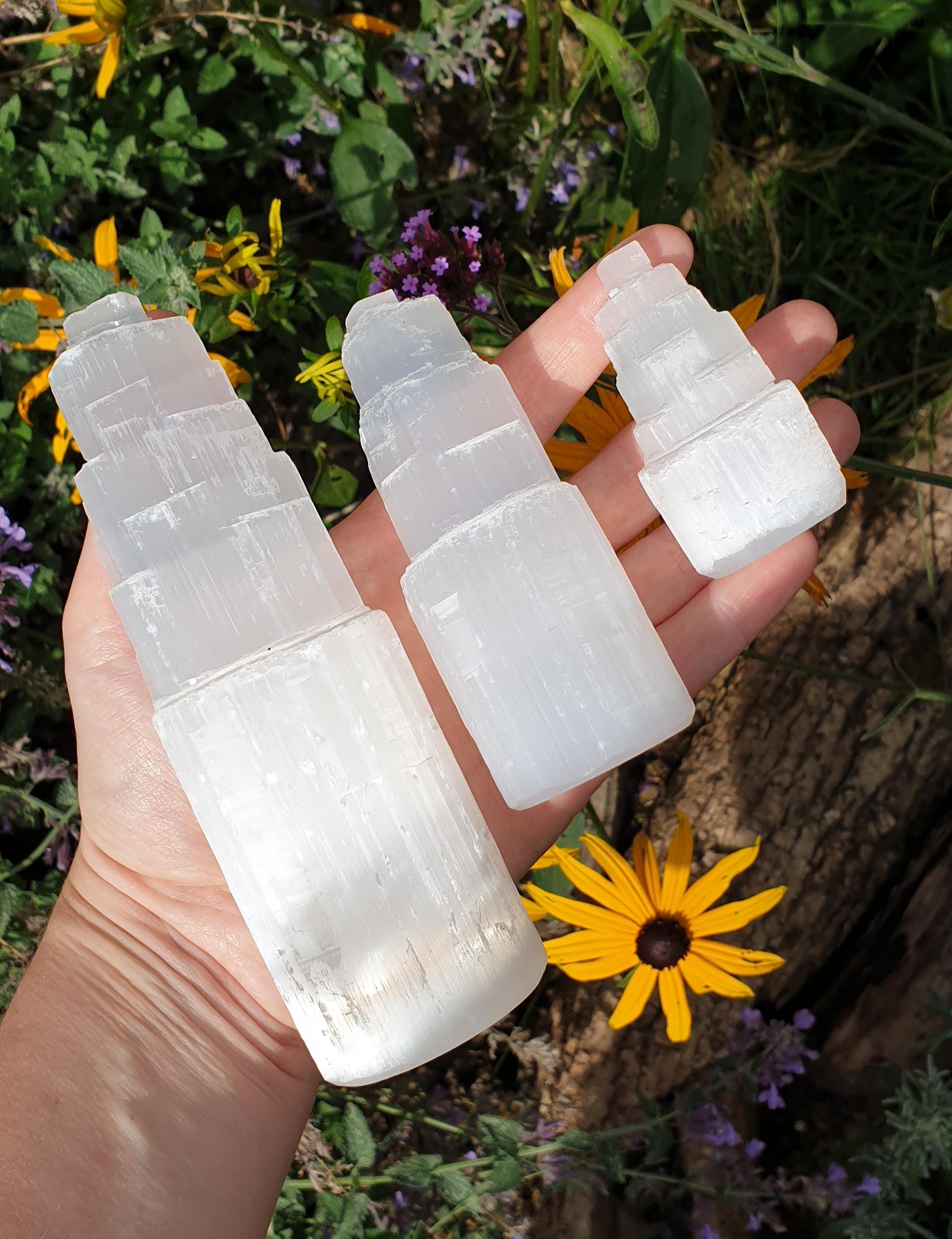 Large Raw Selenite Tower, Mini Selenite Tower, 6.5cm-20cm Selenite Tower, Selenite Mountain Pillar, Crystal Charging Block