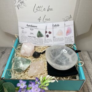 Little Box Of Love Charging Kit - Selenite Bowl Or Plate & Raw Stones Christmas Gift Set Little Box Of Love Charging Kit - Selenite Bowl Or Plate & Raw Stones Christmas Gift Set
