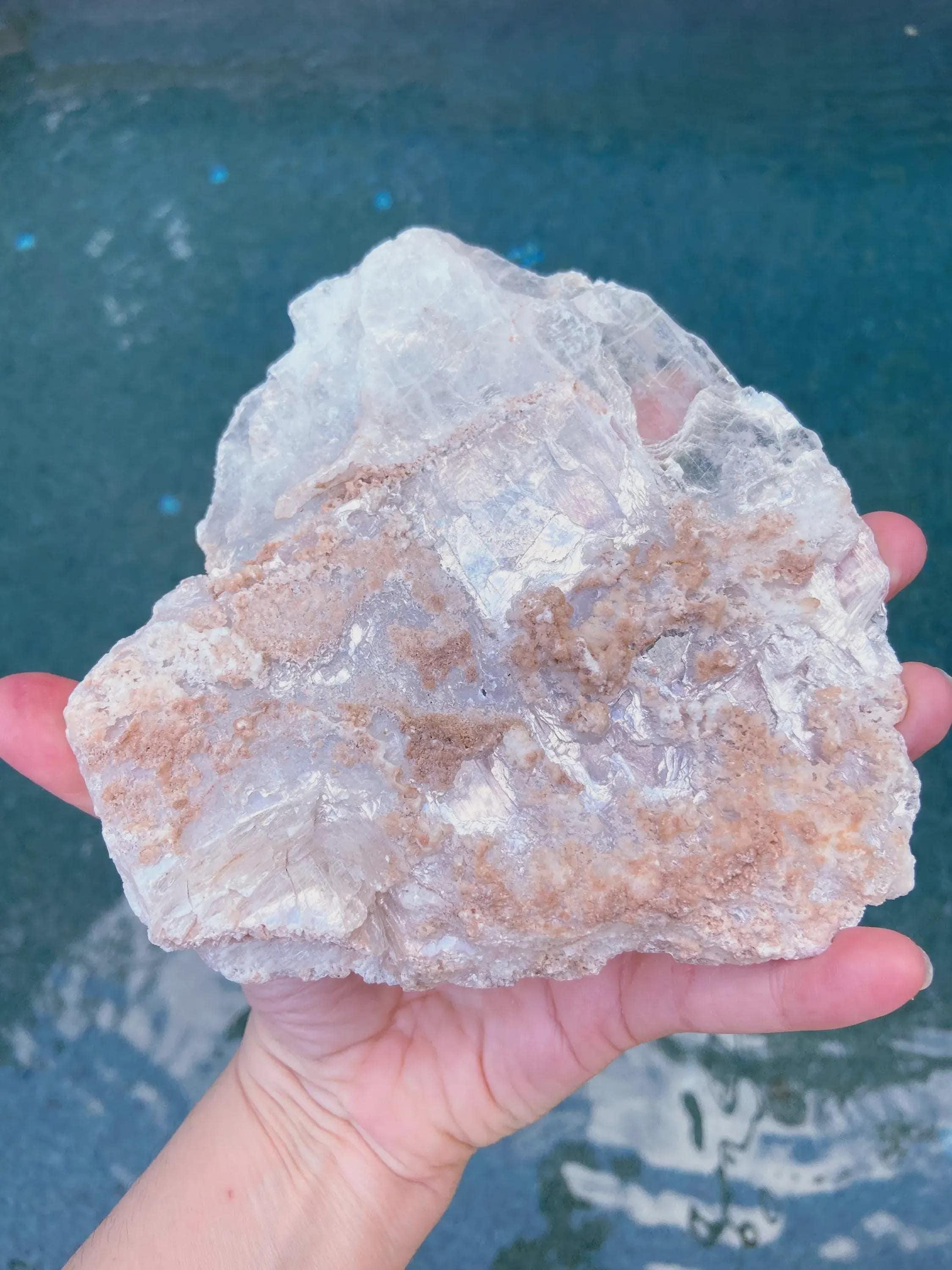 Naica Selenite Specimen Slab, Raw Healing Crystal Slab, Exact One, 6" X 5 3/4"