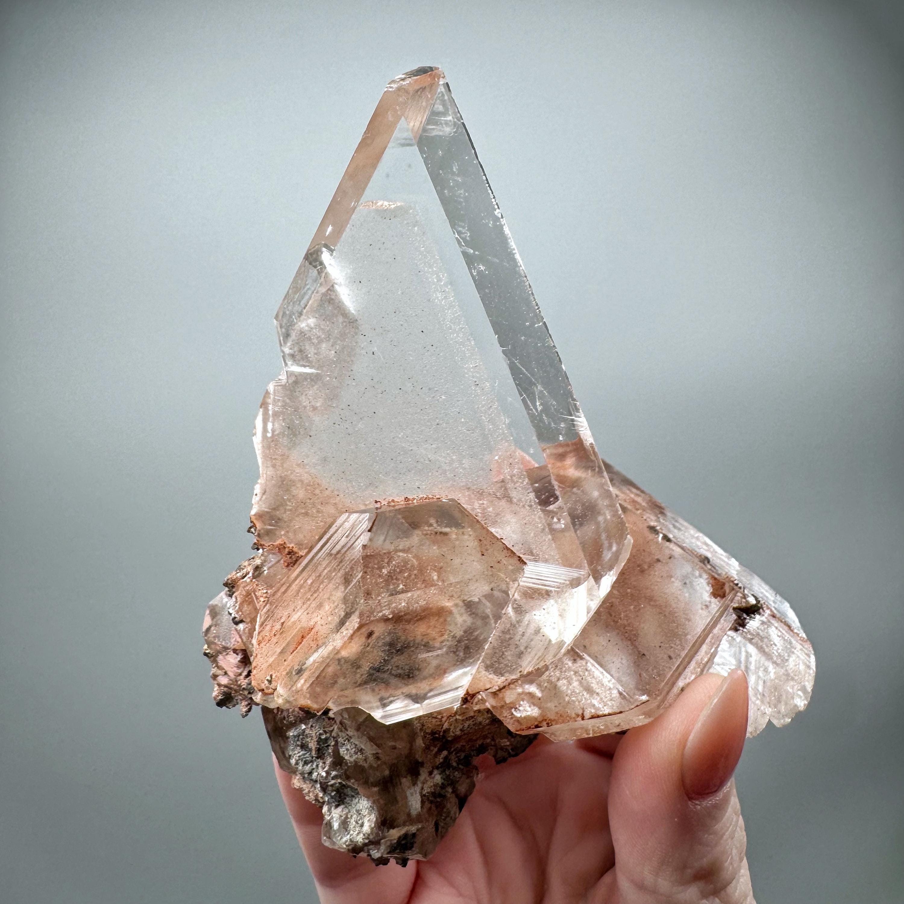 Selenite On Limonitic Matrix | 195g | - #7 (raw White Clear Crystal Specimen, Crown Chakra, Intuition)