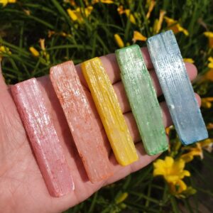 Rainbow Selenite Rods - Gypsum - 3" Satin Spar Selenite - Selenite Sticks - Bulk Selenite - Dyed Selenite - Selenite Rods - Raw - All Chakra Rainbow Selenite Rods - Gypsum - 3" Satin Spar Selenite - Selenite Sticks - Bulk Selenite - Dyed Selenite - Selenite Rods - Raw - All Chakra