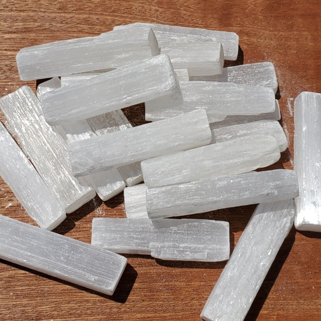 Selenite Small Chunks 20 Pieces - Gypsum - Satin Spar Selenite - Selenite Chunks - Bulk Selenite - White Selenite - Raw - Crown Chakra
