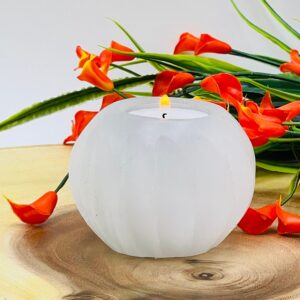Selenite Votive Candle Holder, Raw Crystal Tea Light Holder, 3.5 inch in Size Selenite Votive Candle Holder, Raw Crystal Tea Light Holder, 3.5 inch in Size