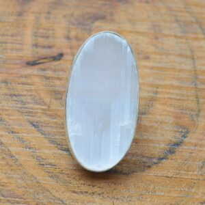 Selenite 925 Sterling Silver Ring: Oval Gemstone, Us Size 6
