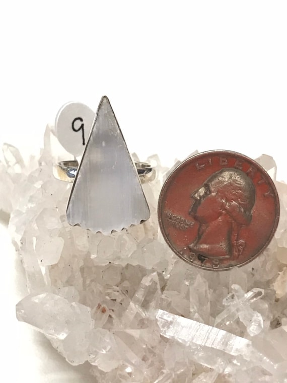 Angel Wings-selenite Ring, Size 9