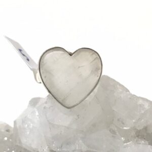 Selenite Heart Ring, Size 5