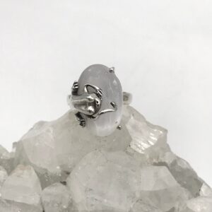 Unique Selenite Frog Ring, Size 7