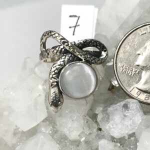 Unique Selenite Snake Ring, Size 7