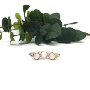 White Selenite 14k Rose Gold Fill Wire Wrapped Stone Ring