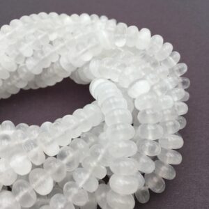 Natural Selenite Smooth Rondelle Beads 5x8mm 6x10mm 15.5" Strand Natural Selenite Smooth Rondelle Beads 5x8mm 6x10mm 15.5" Strand
