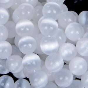 10mm Genuine Selenite White Cat's Eye Gemstone Grade Aaa Round Loose Beads 7.5 Inch Half Strand (80006791 H-a210)