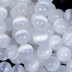 4mm Genuine Selenite White Cat's Eye Gemstone Grade Aaa Round Loose Beads 15.5 Inch Full Strand (80009621-482)