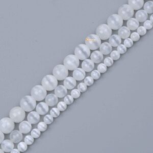 Cat Eye White Selenite round ball loose gemstone beads 6mm 8mm 10mm