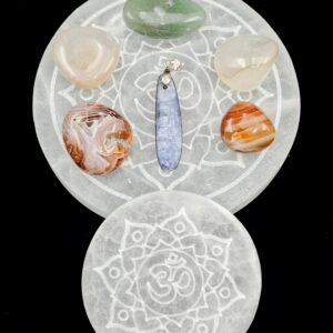 Selenite Crystal Cleanse Round Circle Charging Plate Lotus 2.4" & 3.9" Inches