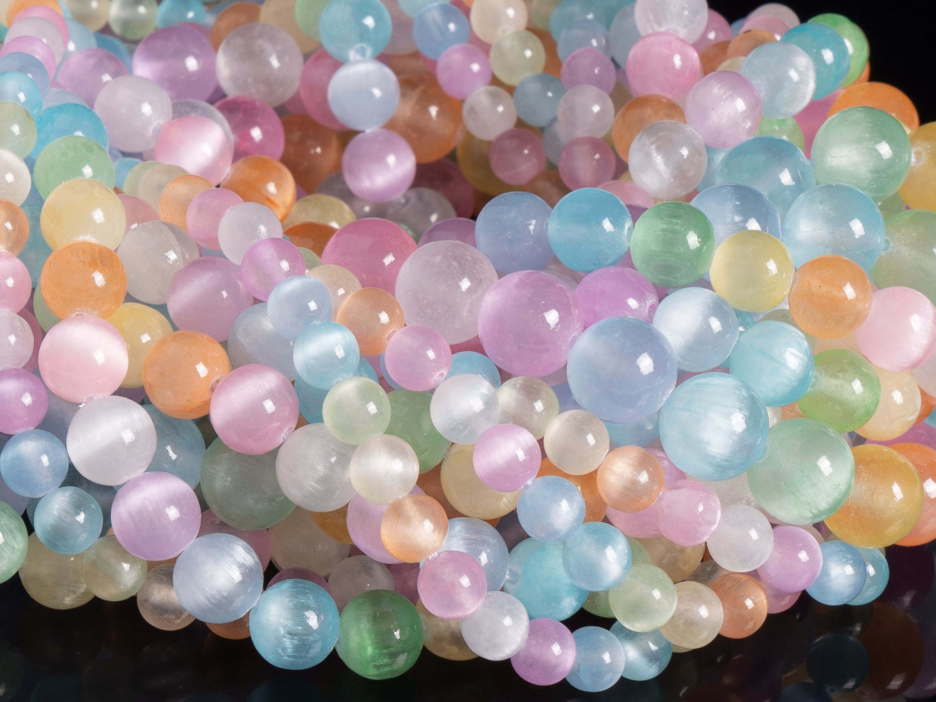 Selenite Gemstone Beads 6mm 8mm 10mm Rainbow Round Aaa Quality Loose Beads