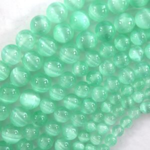 Genuine Green Selenite Round Beads Gemstone 15.5" Strand 6mm 8mm 10mm