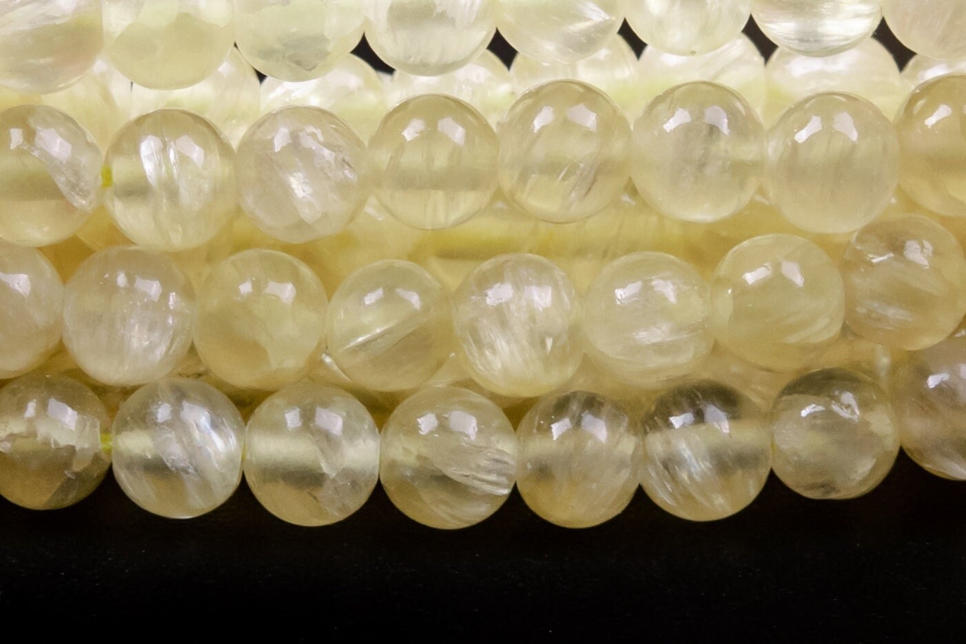 Genuine Natural Selenite Gemstone Beads 4mm Honey Yellow Round Aaa Quality Loose Beads (124554)