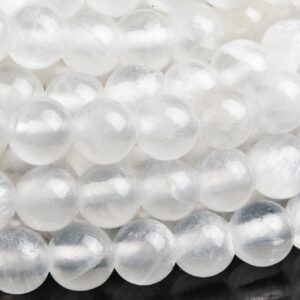 Genuine Natural Selenite Gemstone Beads 4-5MM White Round AA Quality Loose Beads (111020)