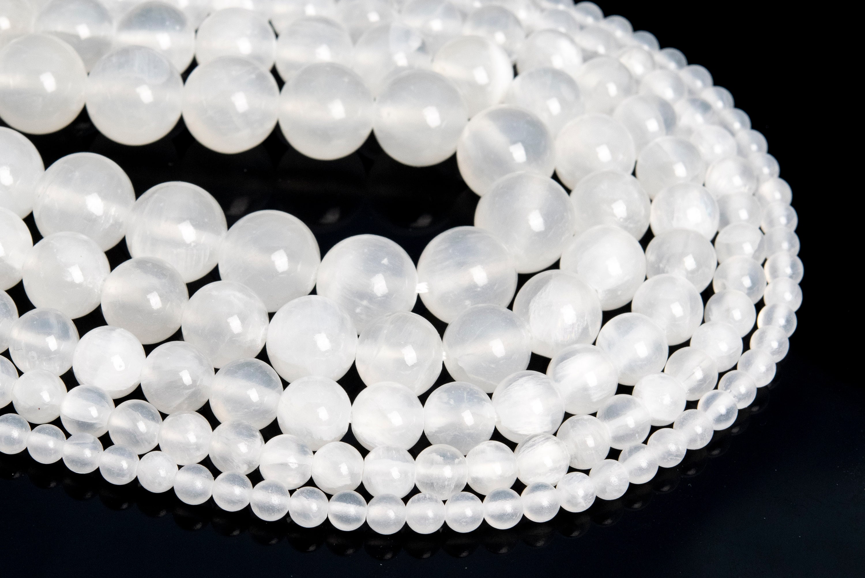 Genuine Natural White Selenite Loose Beads Round Shape 6mm 8mm 10mm 12mm