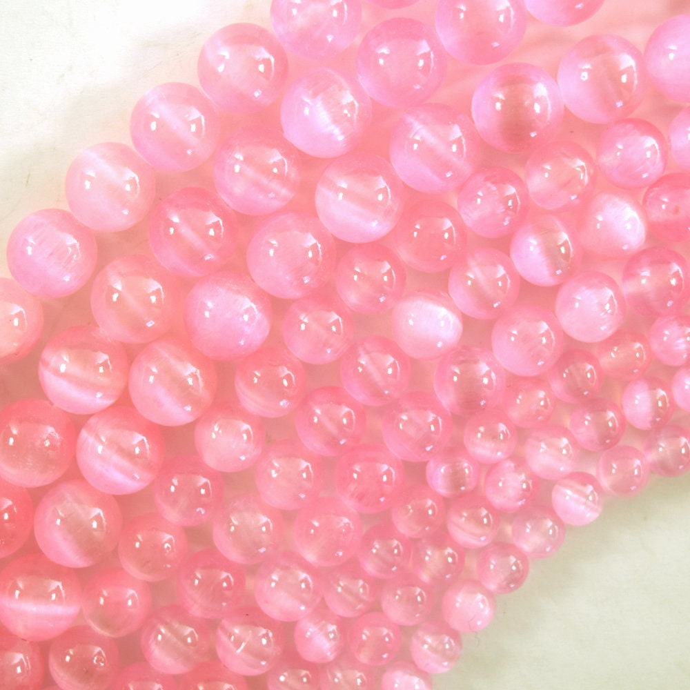 Genuine Pink Selenite Round Beads Gemstone 15.5" Strand 6mm 8mm 10mm