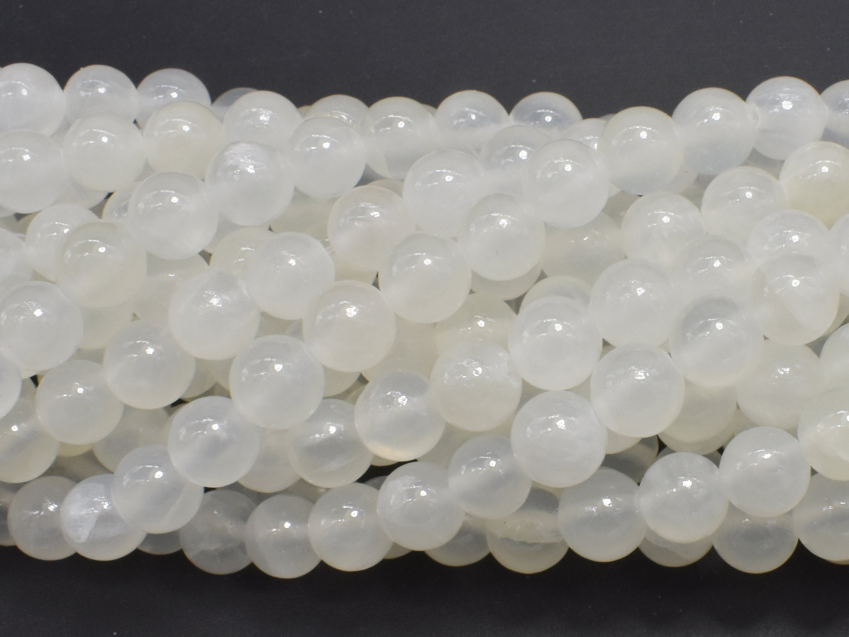 Selenite, Gypsum, 8mm (8.4mm), Round Beads, 15.5 Inch, Full Strand, Approx. 49 Beads, Hole 1mm (462054007)