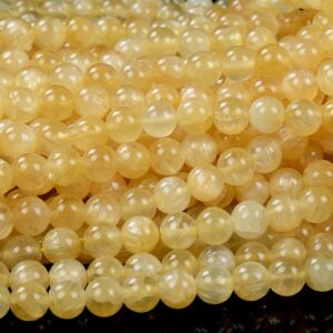 Natural Yellow Selenite Gemstone Grade AAA Round 4MM 6MM Loose Beads (D403)