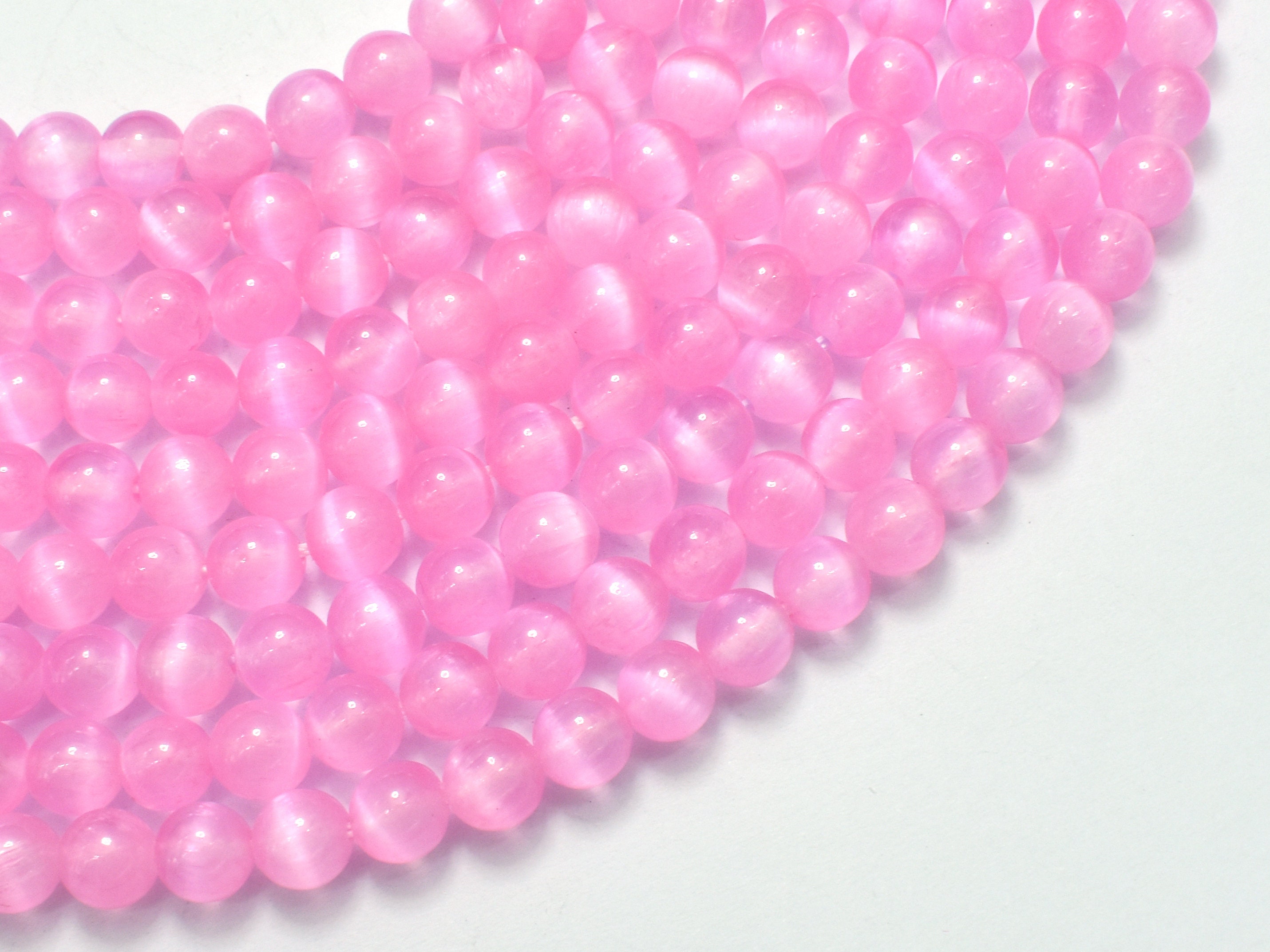 Selenite - Pink, 6mm (6.5mm) Round Beads, 15.5 Inch, Approx. 63 Beads, Hole 1mm (462054017)