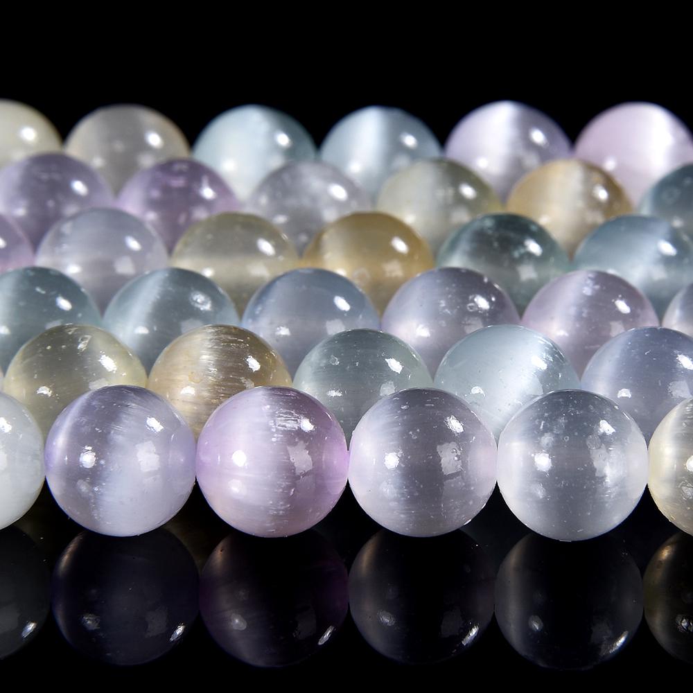 Rainbow Selenite Gemstone Round 6mm Loose Beads (d534)