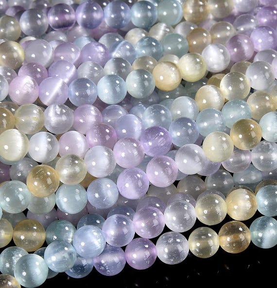 Rainbow Selenite Gemstone Round 6mm 8mm 10mm Loose Beads Bulk Lot 1,2,6,12 And 50 (d534)