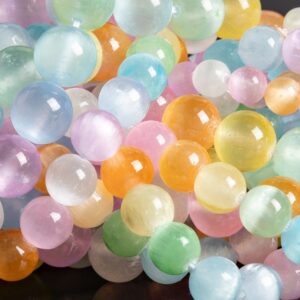 Rainbow Selenite Loose Beads Grade AAA Round Shape 6mm 8mm 10mm