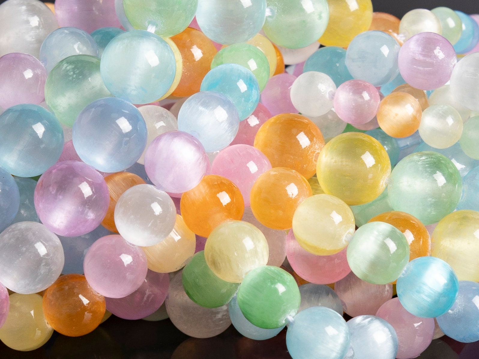 Rainbow Selenite Loose Beads Grade Aaa Round Shape 6mm 8mm 10mm